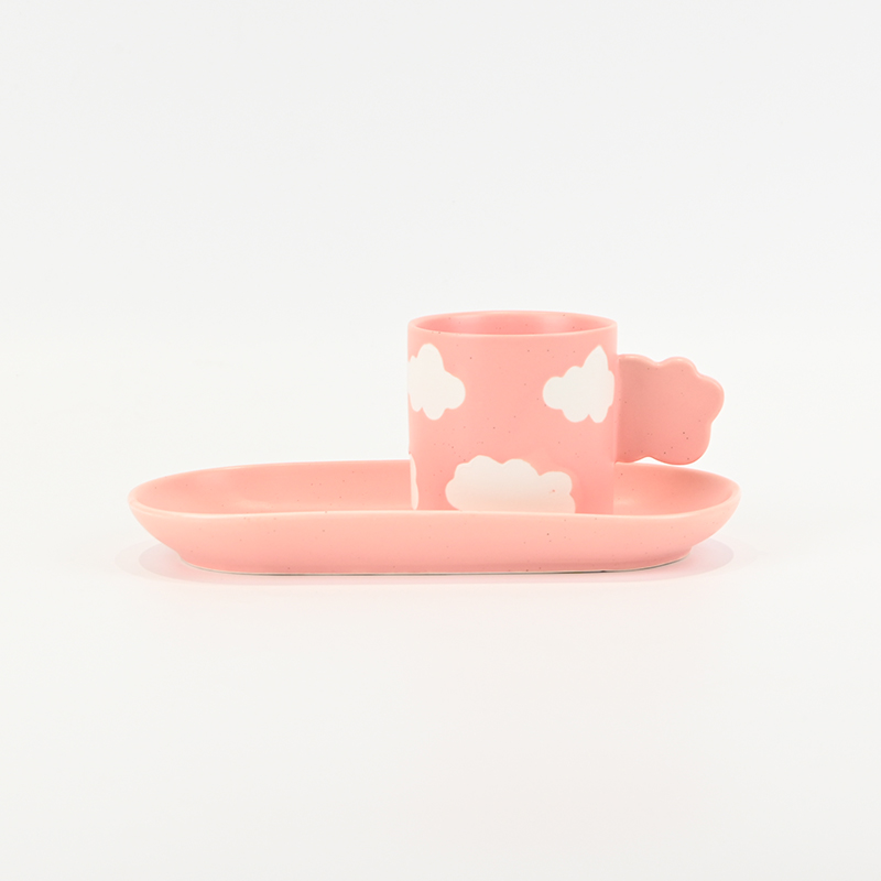Cloud Cup&Saucer-leather pink