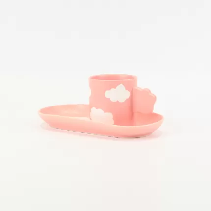 Cloud Cup&Saucer-leather pink