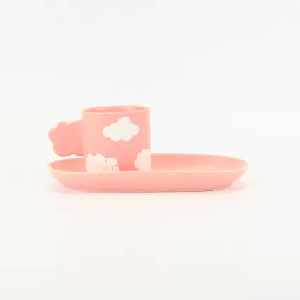 Cloud Cup&Saucer-leather pink