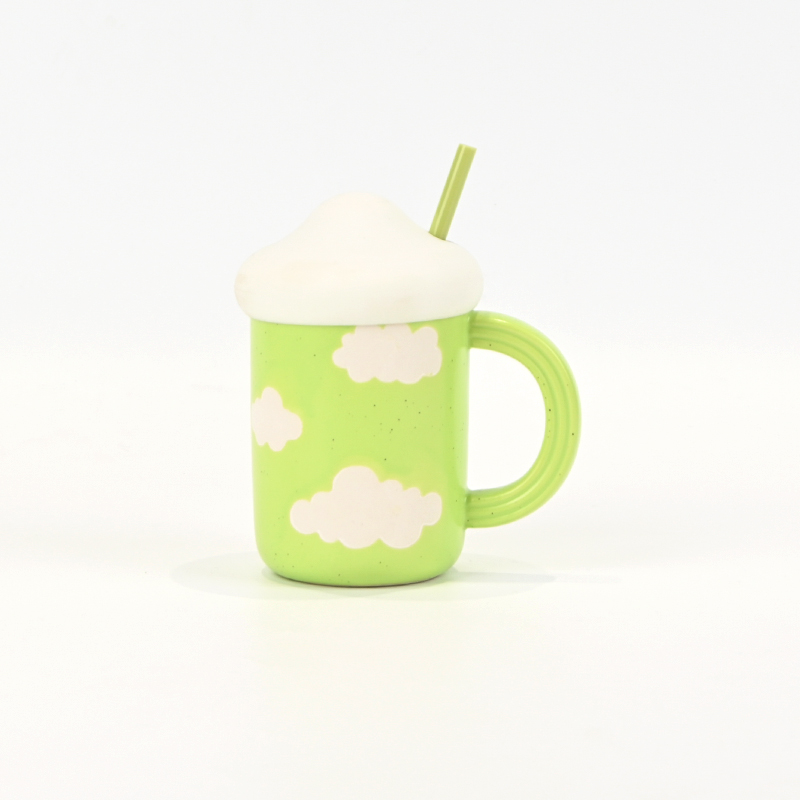 Cloud Mug with Straw-green