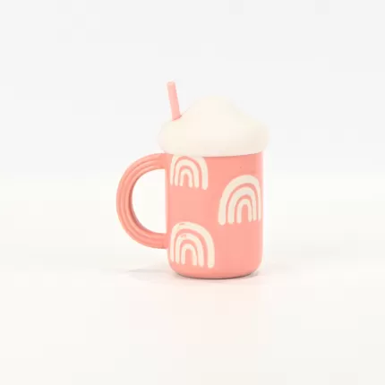 Cloud Mug with Straw-leather pink