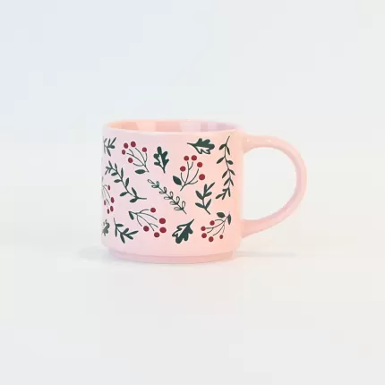 Christmas Plants Mug-pink