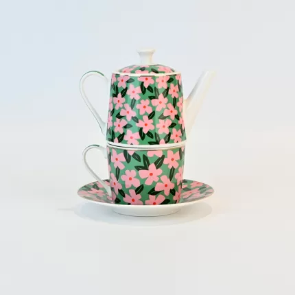 Flower Blooming Cup&Saucer&Jug