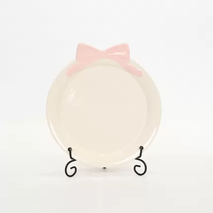 Bow Plate-cream pink