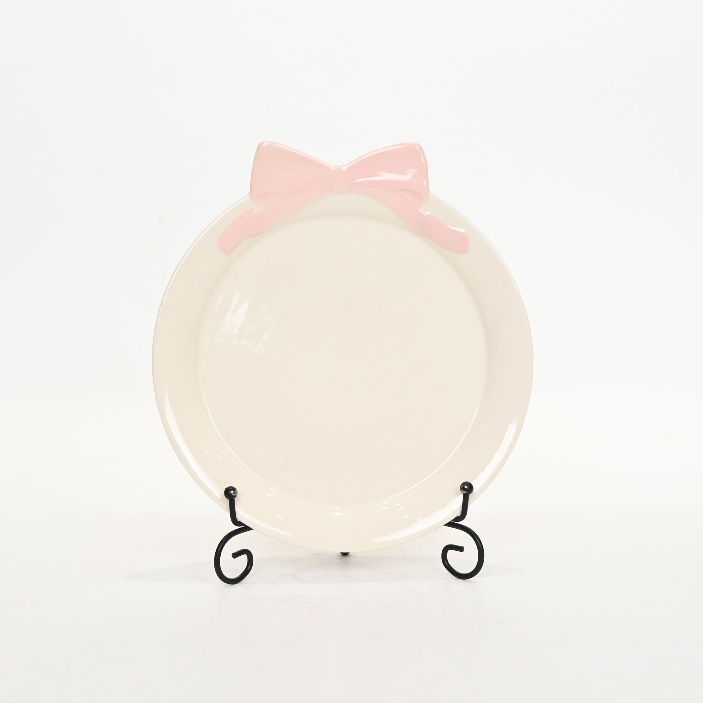 Bow Plate-cream pink