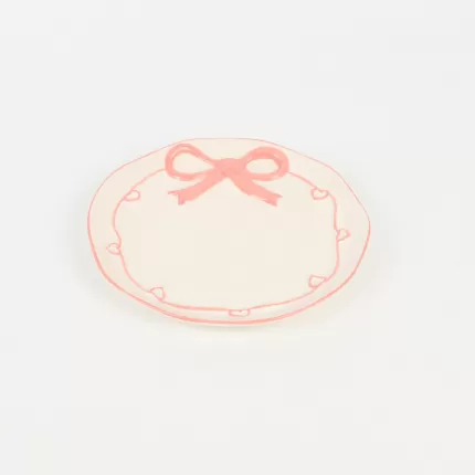 Heart Bow Plate-pink