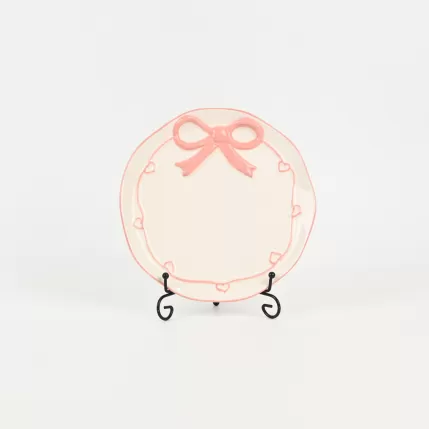 Heart Bow Plate-pink