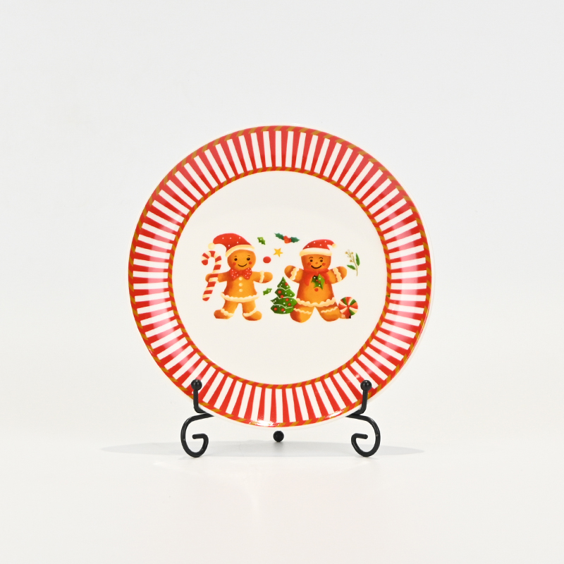 Striped Gingerbread Man Plate