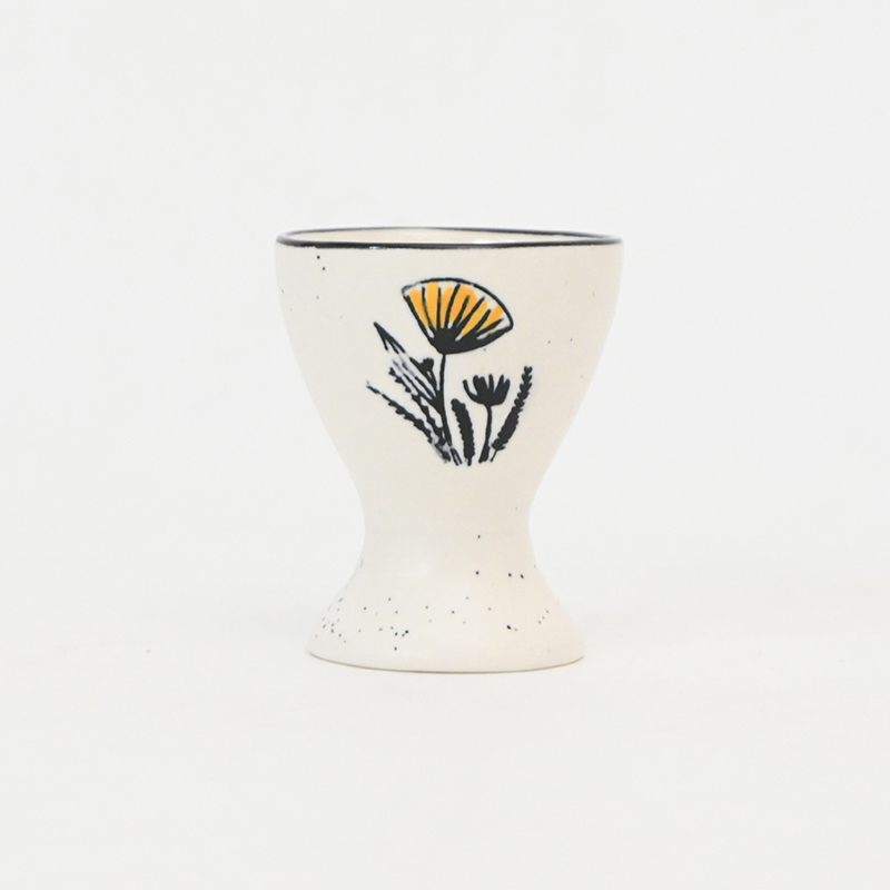 Yellow Flower  Egg Cup-white