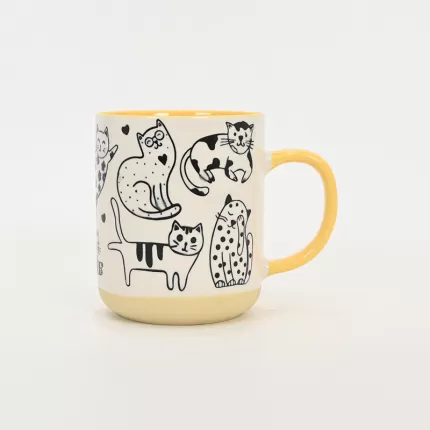 Cat Party Mug-yellow