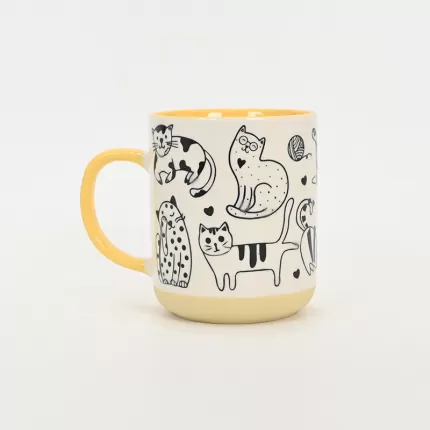 Cat Party Mug-yellow