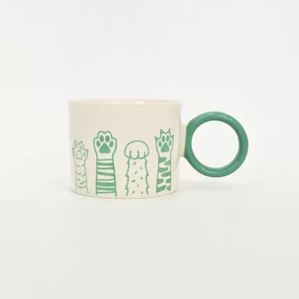 Languid Cat Paw Mug-green