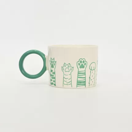 Languid Cat Paw Mug-green