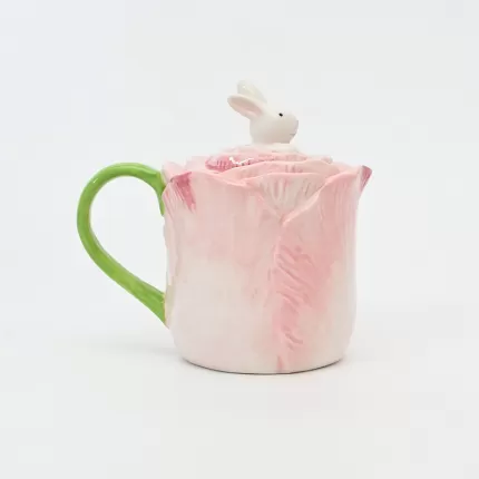 Floral Bunny Mug with Lid