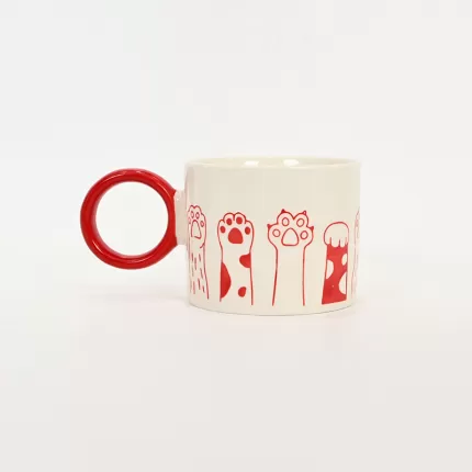 Languid Cat Paw Mug-red