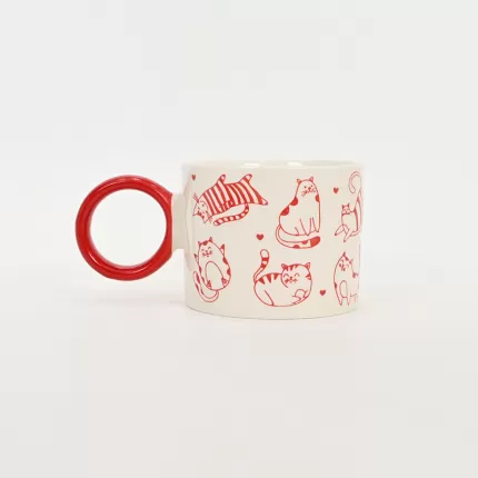 Languid Cat Mug-red