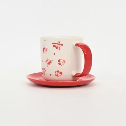 Cherry Bow Cup&Saucer-red