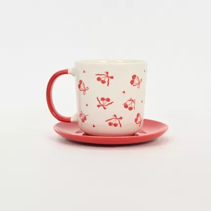 Cherry Bow Cup&Saucer-red