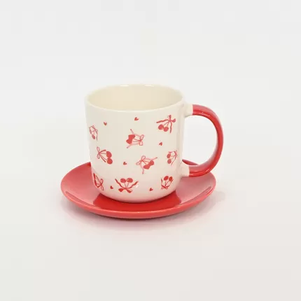 Cherry Bow Cup&Saucer-red