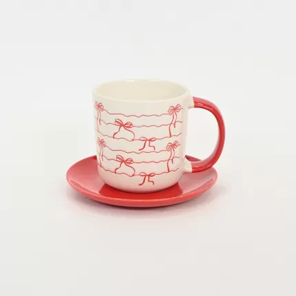 Bow Melody Cup&Saucer-red