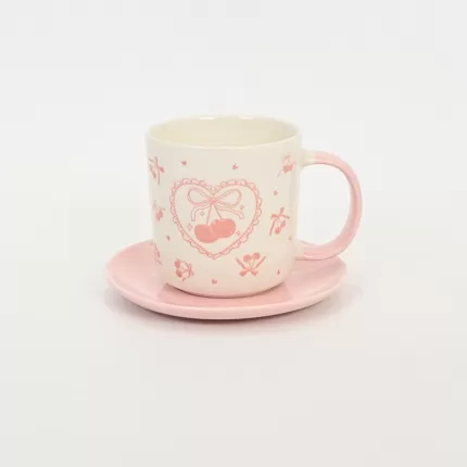 Bow Girl Cup&Saucer-pink