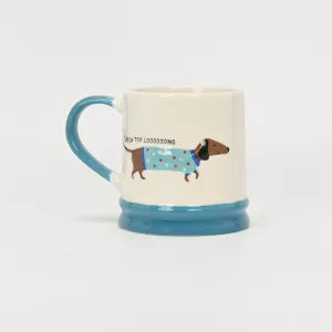 Polka Dot Dachshund Mug–blue