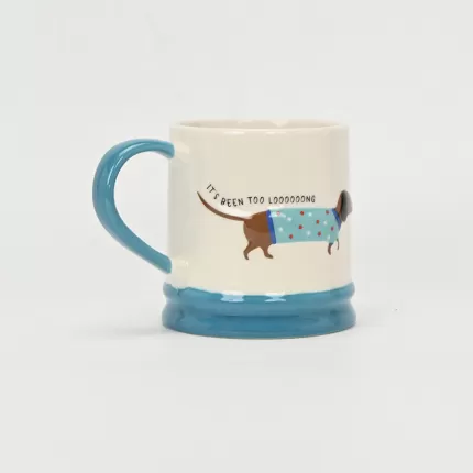 Polka Dot Dachshund Mug–blue