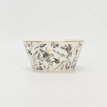 Gold-Ink Floral Bird Bowl