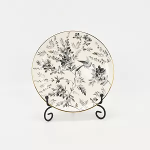 Gold-Ink Floral Bird Plate