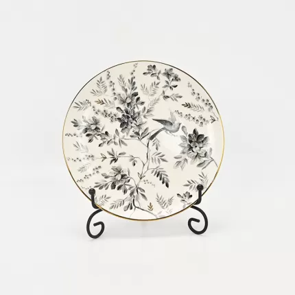Gold-Ink Floral Bird Plate