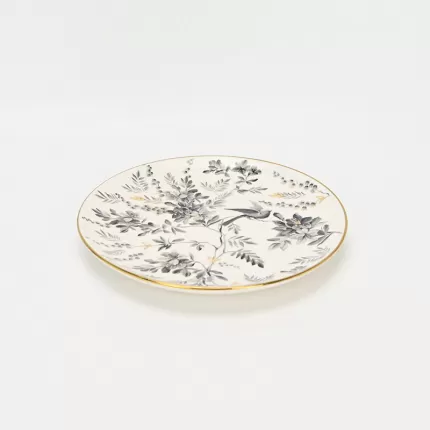 Gold-Ink Floral Bird Plate