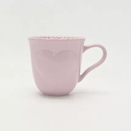 Heart Embossed Mug-cream puple