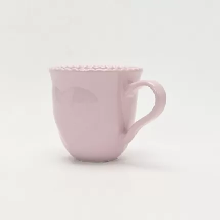 Heart Embossed Mug-cream puple