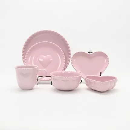 Heart Embossed Mug-cream puple