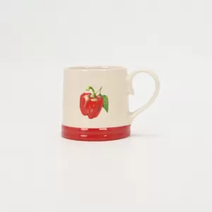 red bell pepper mug, vegetable ceramic mug, kitchen-inspired drinkware, quirky coffee mug, tomato pepper mug, daily life ceramic cup, rustic kitchen mug, colorful ceramic mug, homely ceramic drinkware