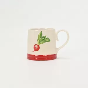 cherry radish mug, ceramic vegetable mug, kitchen garden mug, cute food mug, playful ceramic cup, garden-inspired drinkware, red accent mug, cozy coffee cup, fresh vegetable design mug, unique kitchen