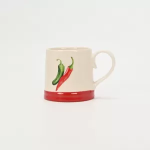 chili pepper mug, red and green pepper mug, spicy ceramic cup, kitchen-inspired drinkware, fiery coffee mug, natural design mug, cozy ceramic cup, vegetable pattern mug, rustic kitchen mug, unique gif
