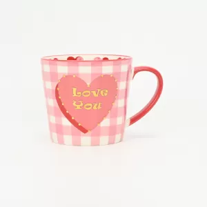 Heart Checkered Mug–pink
