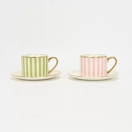 Striped Daily Cup & Saucer-pink