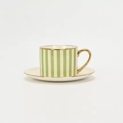 Striped Daily Cup & Saucer-pink