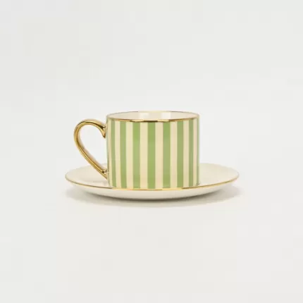 Striped Daily Cup & Saucer-pink