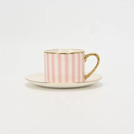 Striped Daily Cup & Saucer-pink