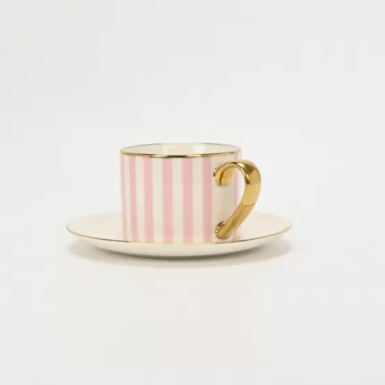 Striped Daily Cup & Saucer-pink