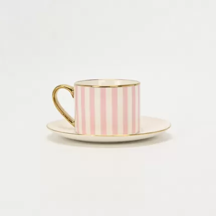 Striped Daily Cup & Saucer-pink