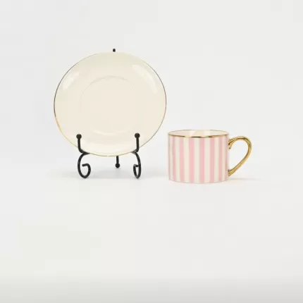 Striped Daily Cup & Saucer-pink