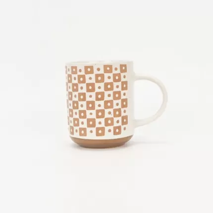 Polka Dot Checkered Geometric Mug-orange