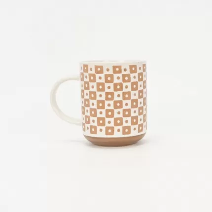 Polka Dot Checkered Geometric Mug-orange