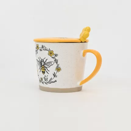Bee Wreath Mug with Lid