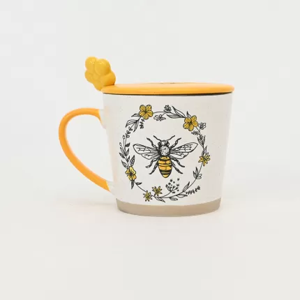 Bee Wreath Mug with Lid
