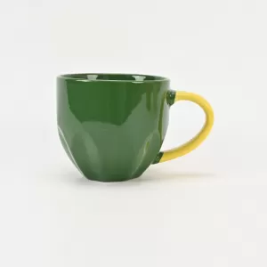 yellow green ceramic mug,petal relief coffee cup,flower bud ceramic mug,artistic tea mug,color block ceramic cup,vibrant ceramic mug,ceramic gift mug,blooming flower cup